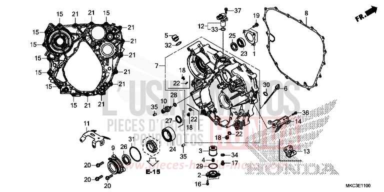 REAR CRANKCASE for Gold Wing PEARL GLARE WHITE (NHB53) from 2018